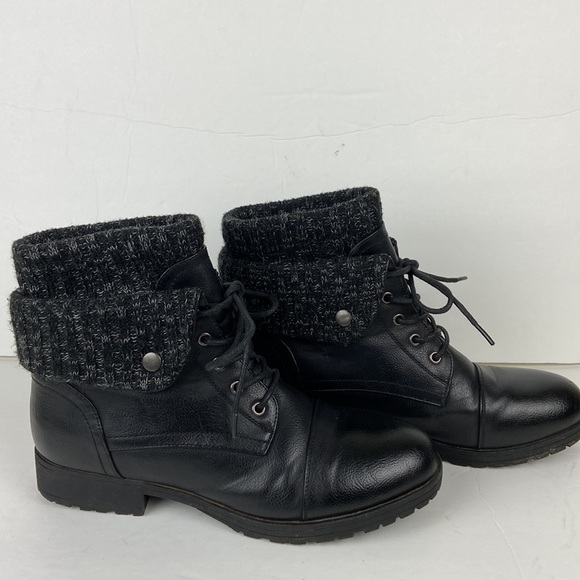 Jessica Cline Karlie Black Lace Up Sweater Booties - Picture 6 of 12